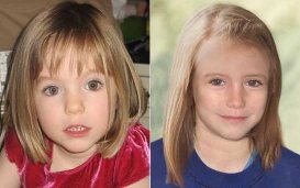 Madalaine McCann at the age of three and an impression of how she might look now