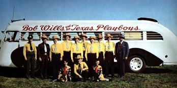 Bob Wills and His Texas Playboys with their tour bus